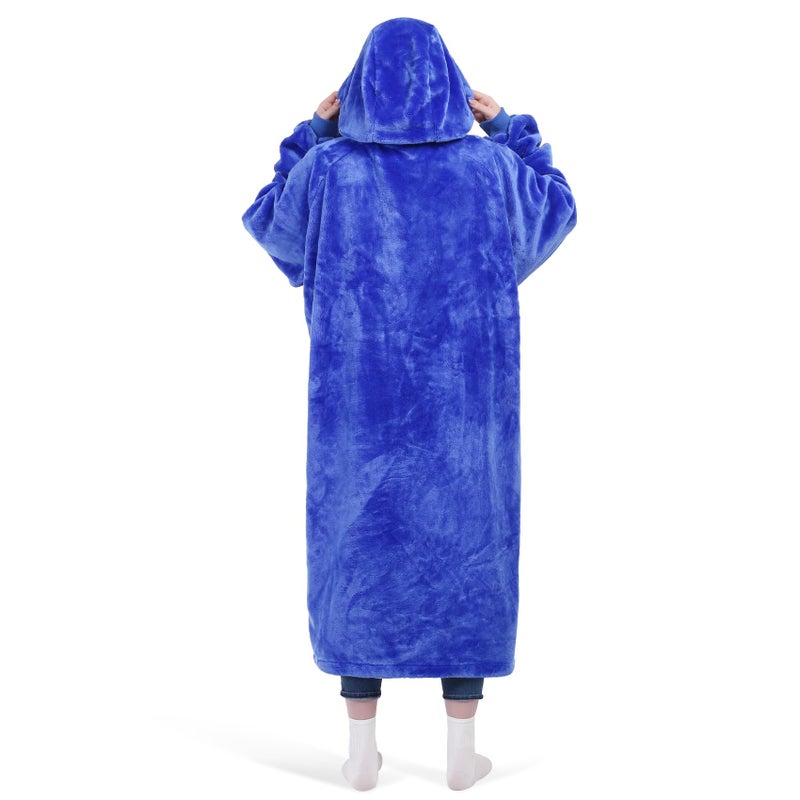KPBLIS Wearable Blanket Hoodie Gifts for Women Men, Cozy Hoodie Blankets Sweatshirt Christmas Birthday Gifts for Women Mom Wife, Warm Fleece Hooded Blanket with Sleeves for Adults, Blue - Image 2